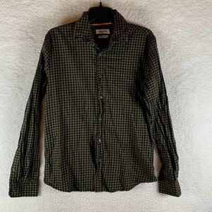 Noize Shirt‎ Men Small Black Plaid 100% Cotton Classic Fit Button-Down 8599